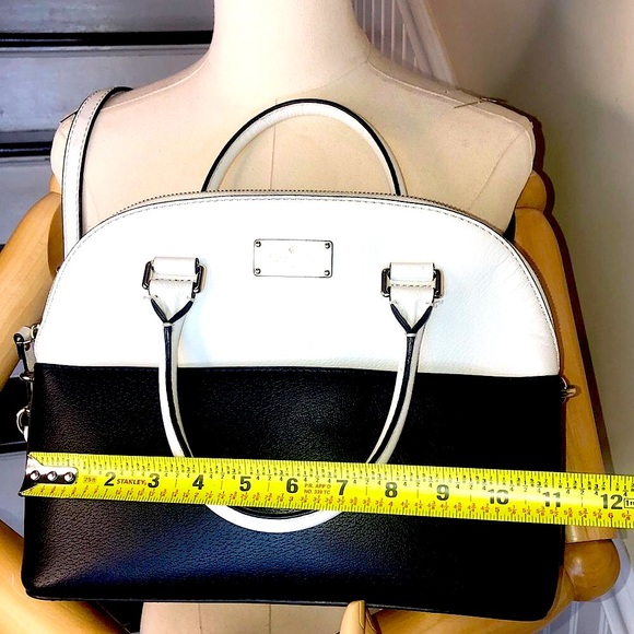 KATE SPADE White Black Leather Dome Shaped Top Handle Crossbody Satchel - Picture 13 of 17